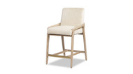 Arizona 25.5" Solid Ash Wood Upholstered Counter Stool with Rope Detail, Crème de la Crème White 1