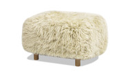 Enchante 24.5" Mongolian Sheepskin Rectangular Accent Ottoman, Taupe Beige 1