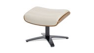 Jovan 20.5" Mid-Century Modern Genuine Leather Footstool Ottoman, Pastel Beige 1