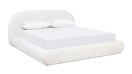 Archie Puffy Grounded Upholstered Platform Bed, King, Almond White 1