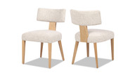 Louise Split Back Upholstered Dining Side Chair, Set of 2, Travertine Beige 1