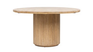 Charlotte 55" Round Fluted Solid Wood Dining Table, Bleached Blonde 1