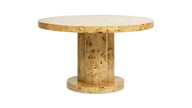 Nebula 51" 5-6 Seater Round Burl Wood Pillar Dining Table, Warm Natural Brown 1