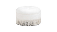 Yolanda Upholstered Round Accent Ottoman, Almond White 1
