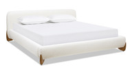 Alpine Puffy Modern Platform Bed, King, Ivory White Bouclé 1