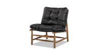 Oxford 26.5" Leather Mid-Century Modern Accent Chair, Noir Black 1