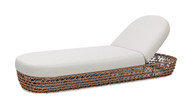 Willow 80.5" Sunbrella Upholstered Woven Patio Lounger with Golden Brown Wicker Frame, Wheat Beige 1