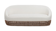 Willow 71" Upholstered Woven Patio Deep Seating Sofa with Golden Brown Wicker Frame, Wheat Beige 5
