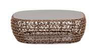 Willow 40.5" Oval Woven Patio Coffee Table, Golden Brown Wicker 1