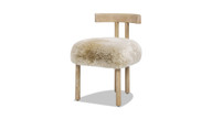 Arden 19.5" Genuine Sheepskin Fur Split Back Dining Chair, Natural Blonde