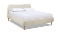 Roman Curved Headboard Upholstered Platform Bed, Queen, Oatmeal Light Beige Chenille