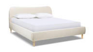 Roman Curved Headboard Upholstered Platform Bed, King, Oatmeal Light Beige