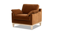 Pasadena 36" Wide Modern Farmhouse Accent Arm Chair, Burnt Orange Performance Velvet