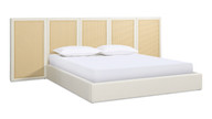 Capri Extended Headboard Cane Platform Bed, King, Antique White