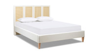 Toscana Upholstered Cane Back Platform Bed, Queen, Antique White