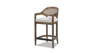 Americana Mid-Century Modern 26" Cane Back Counter Stool, Two-Tone Neutral Gray