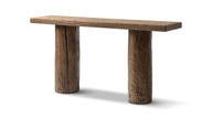 Arbor 60” Reclaimed Elm Double Pillar Console Table, Heritage Medium-Dark Brown