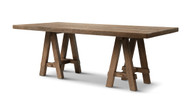 Hawthorne 84" Solid Reclaimed Elm Trestle 8-Person Dining Table, Heritage Medium-Dark Brown