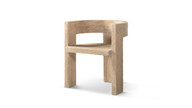 Soren Solid Reclaimed Elm Sculptural Accent Curved Dining Chair, Heritage Light Natural Brown