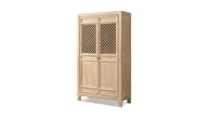 Arden 83" Tall Solid Reclaimed Pine Lattice 2-Door Bookcase Storage Cabinet, Heritage Light Natural Brown