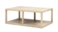 Ellis 48" Reclaimed Pine Wood Open Frame Coffee Table with Lower Shelf, Light Natural Cerused