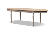 Colette 94" Reclaimed Pine Wood Oval Dining Table, Antique Natural Brown & Antique Blue-Grey