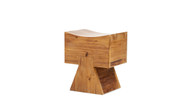 Nico 21" Reclaimed Pine Wood Sculptural Stool Ottoman, Honey Aged Brown