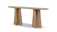 Clarence 72" Reclaimed Pine Wood Sculptural Console Table, Antique Natural Brown