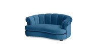 Halle 35.5" Rolled-Arm Dog Bed with Channel-Tufted Back, Medium, Satin Teal Blue