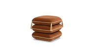 Arabella 19.5" Squared Upholstered Ottoman with Bullion Fringe, Burnt Orange