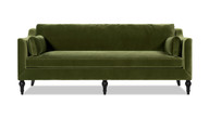 Josephine 84.5" Modern Sofa with Bench Seat & Bolster Pillows, Olive Green