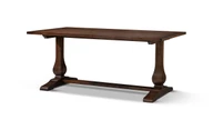 Whitmore 72" Rectangular Reclaimed Pine Double Pedestal Trestle Dining Table, Dark Brown