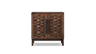 Koa 35" Reclaimed Pine 2-Door Woven Wood Accent Cabinet, Java Brown