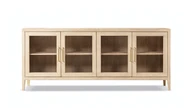 Marlowe 83" Reclaimed Pine 4-Door Glass Sideboard, Brushed White