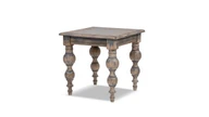 Rosalie 24" Reclaimed Pine Turned-Leg End Table, Vintage Blue