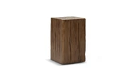 Umber 19.7" Solid Reclaimed Pine Wood Block Side Table, Brown