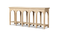 Solace 78.5" Reclaimed Elm Wood Arched Console Table, Light Natural Brown