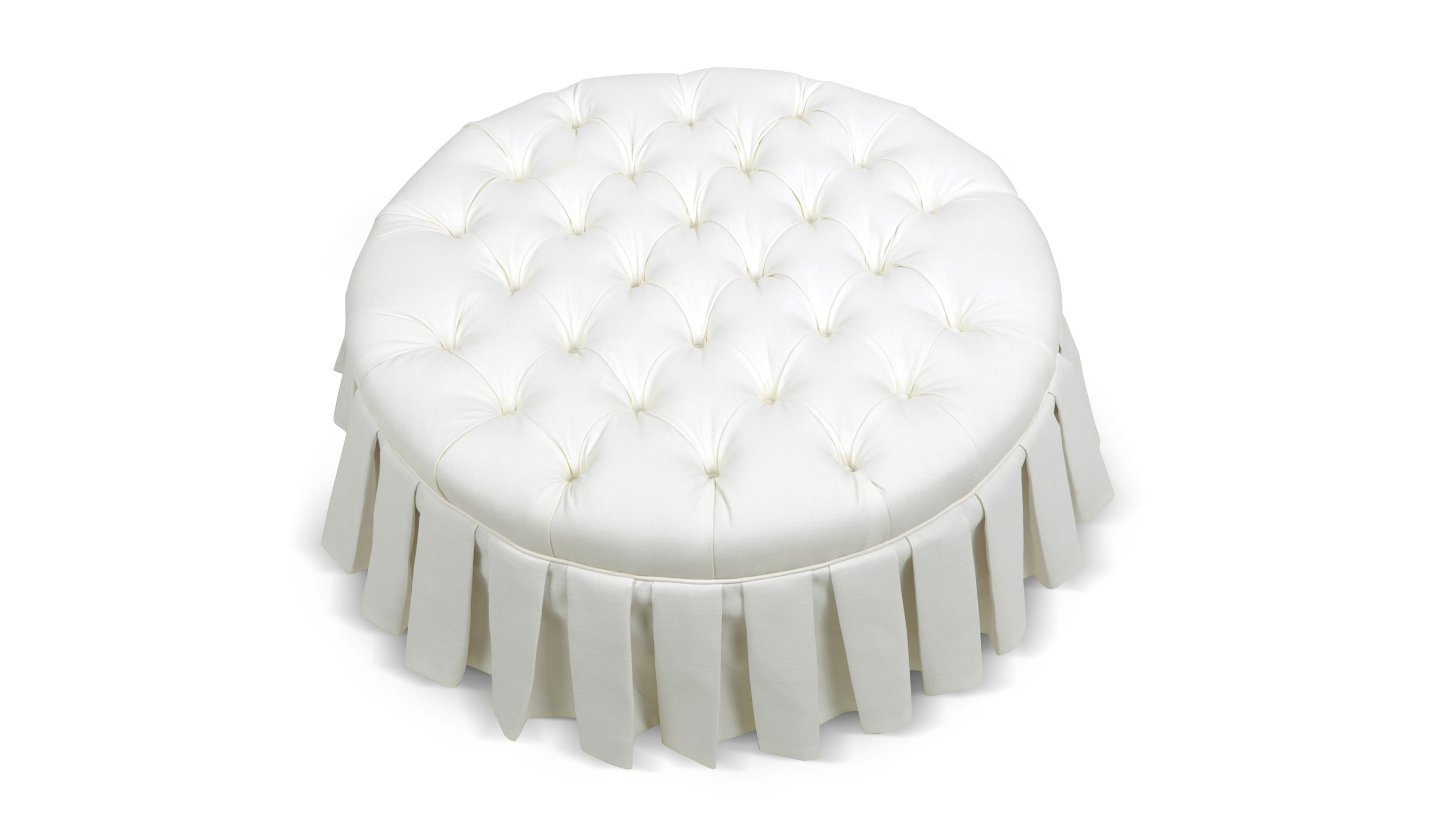 Luciana Tufted Cocktail Ottoman with Skirt, Antique White - Jennifer ...