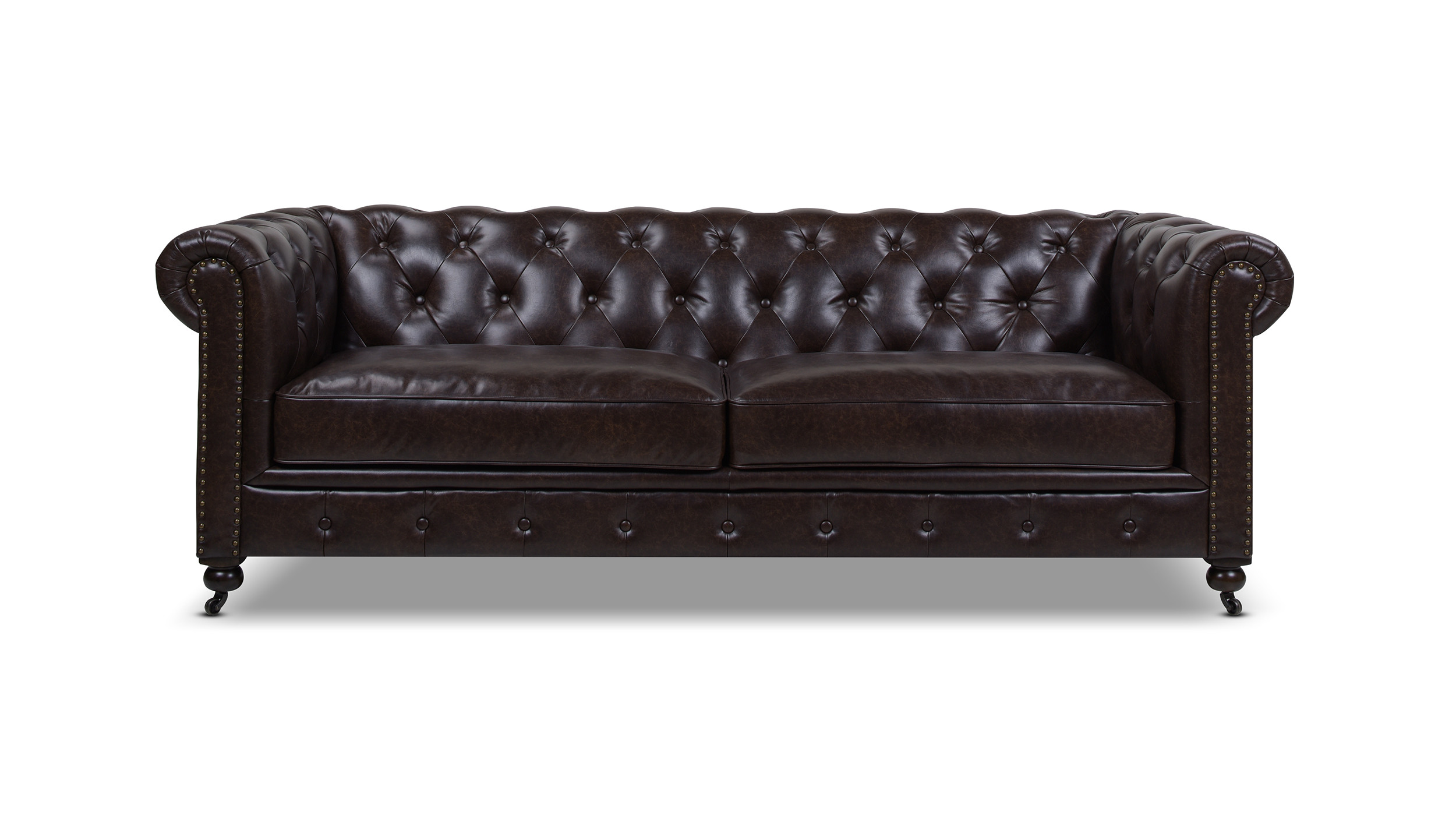 Winston 91" Tufted Chesterfield Sofa, Vintage Brown - Jennifer Taylor Home