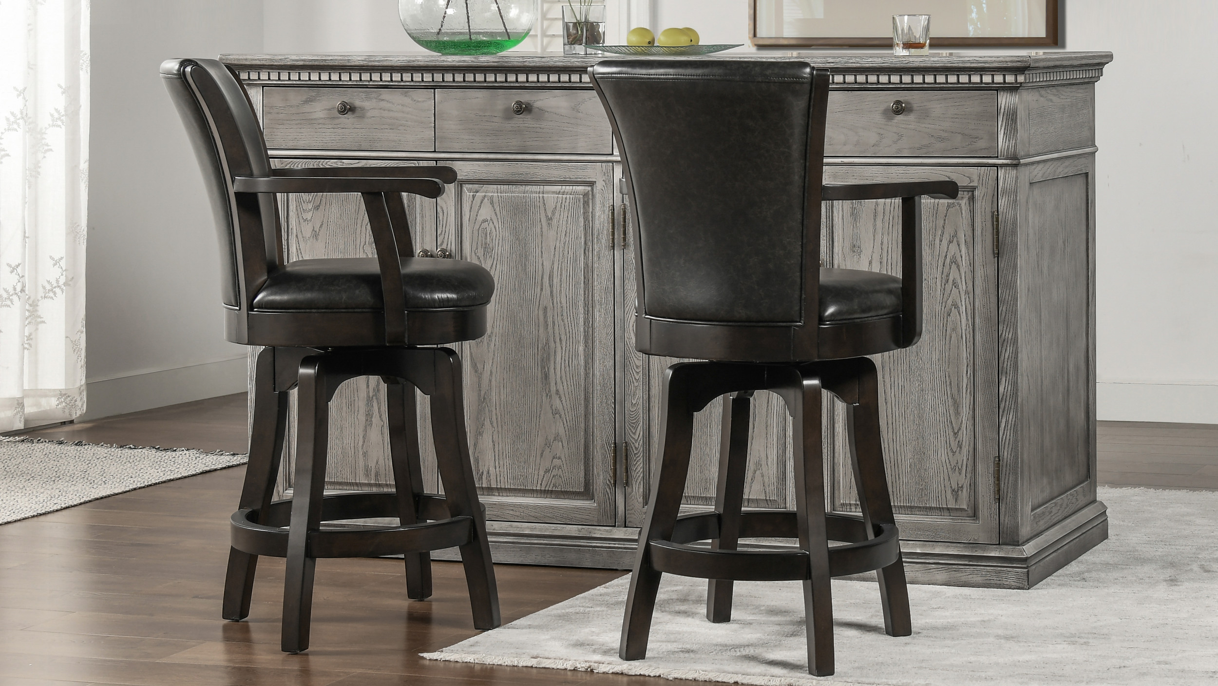 Williams 27” Swivel Counter Height Bar Stool, Vintage Black Brown