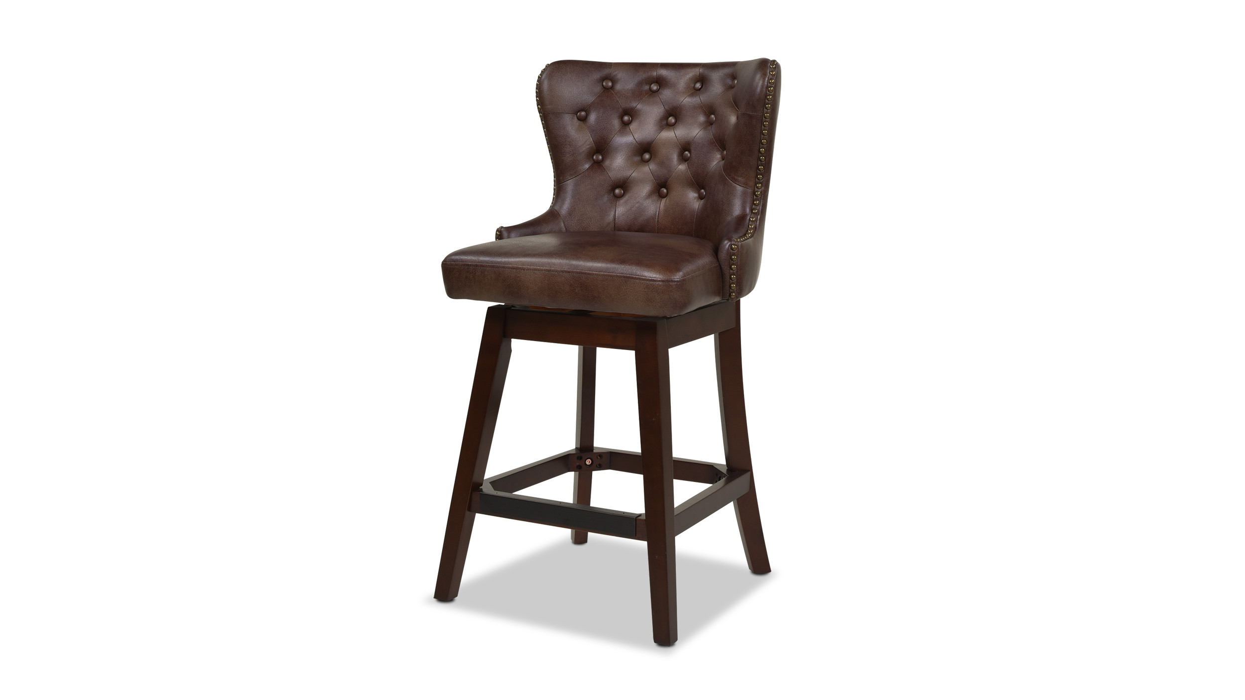 Holmes Tufted High Back 360 Swivel Counter Height Barstool Mid Brown