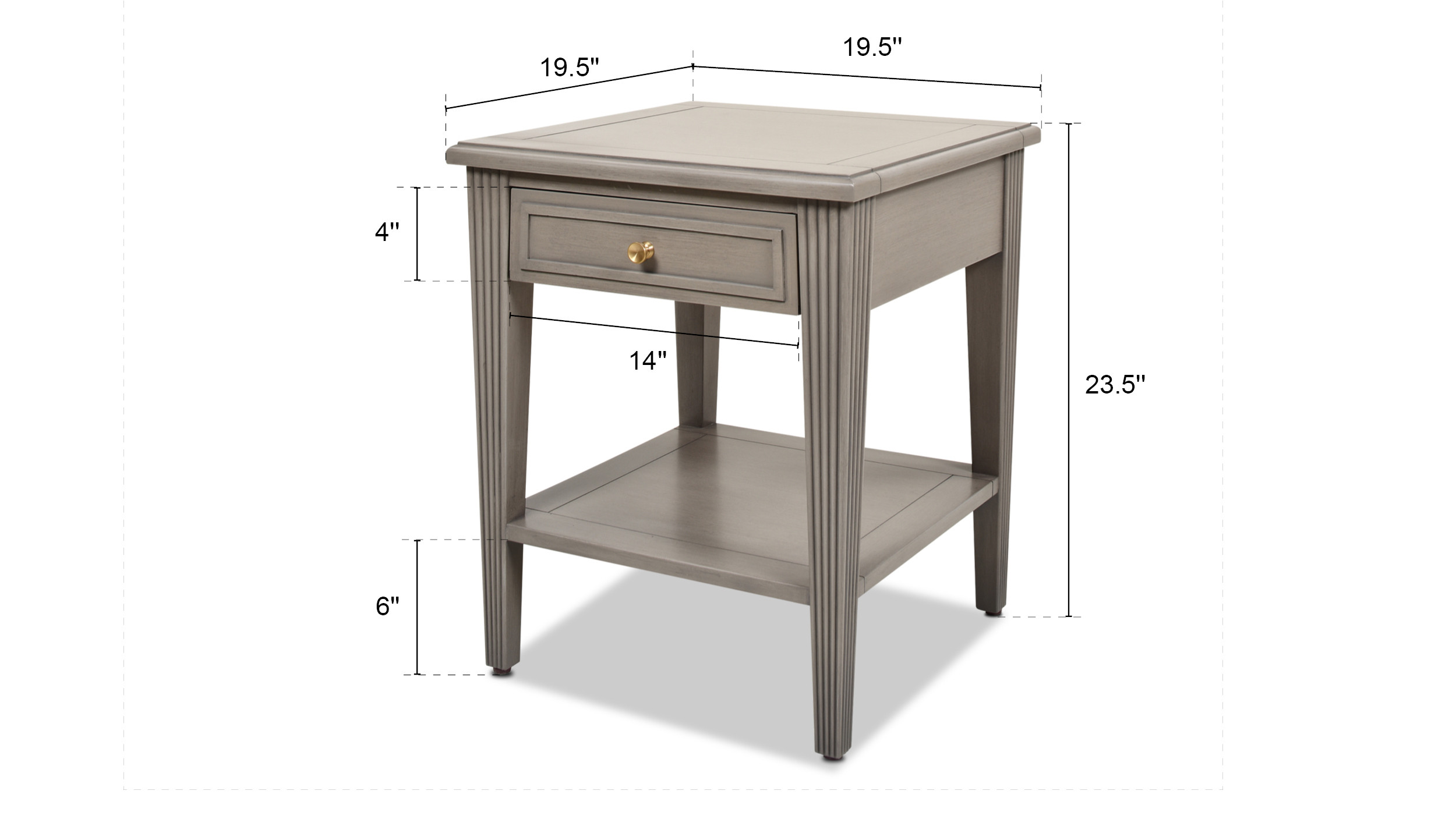 Dauphin Storage Shelf Side Table, Grey Cashmere - Jennifer Taylor Home