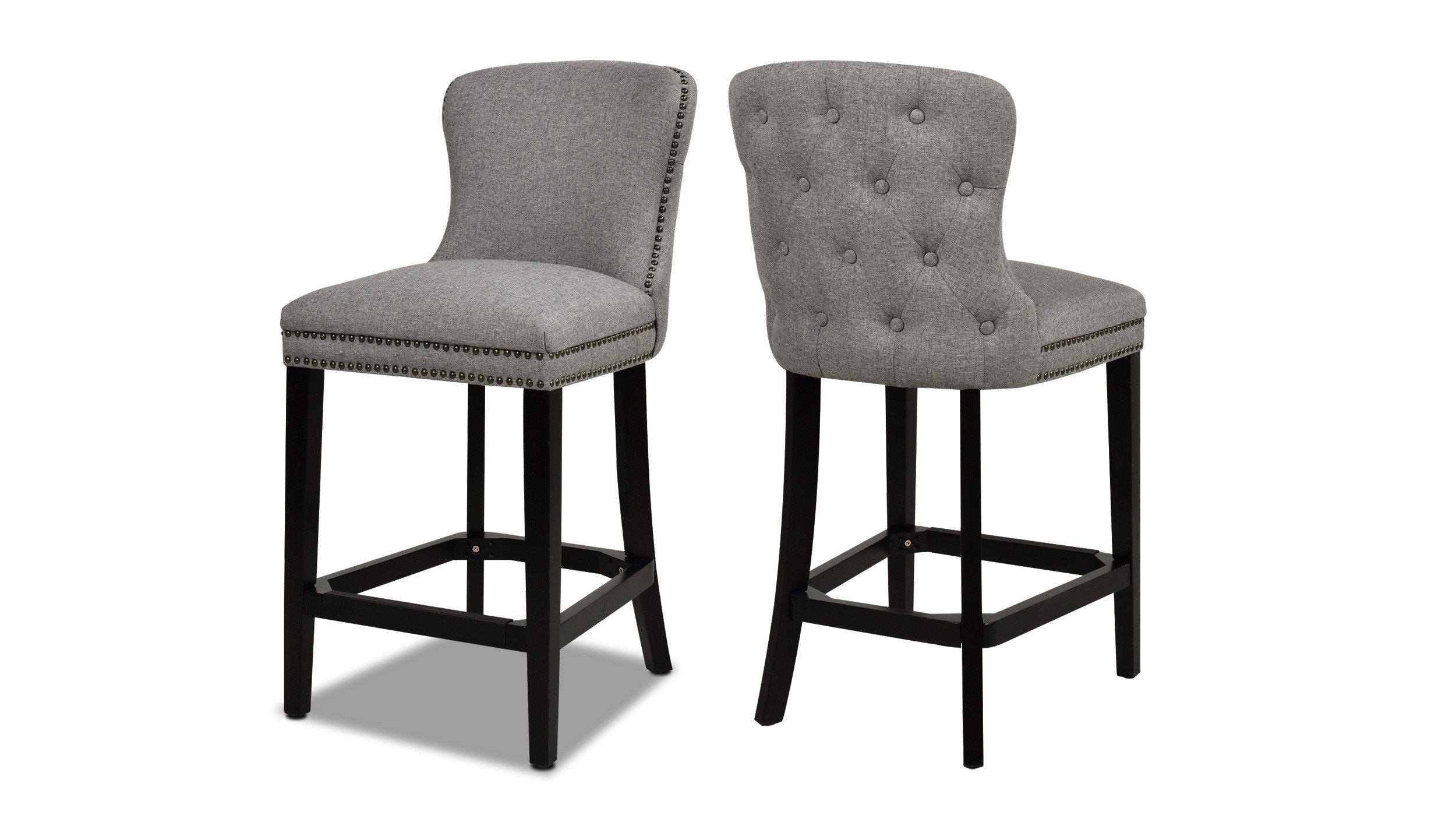 Sonoma 26 Upholstered Armless Counter Height Bar Stool Set of 2 Heathered Grey