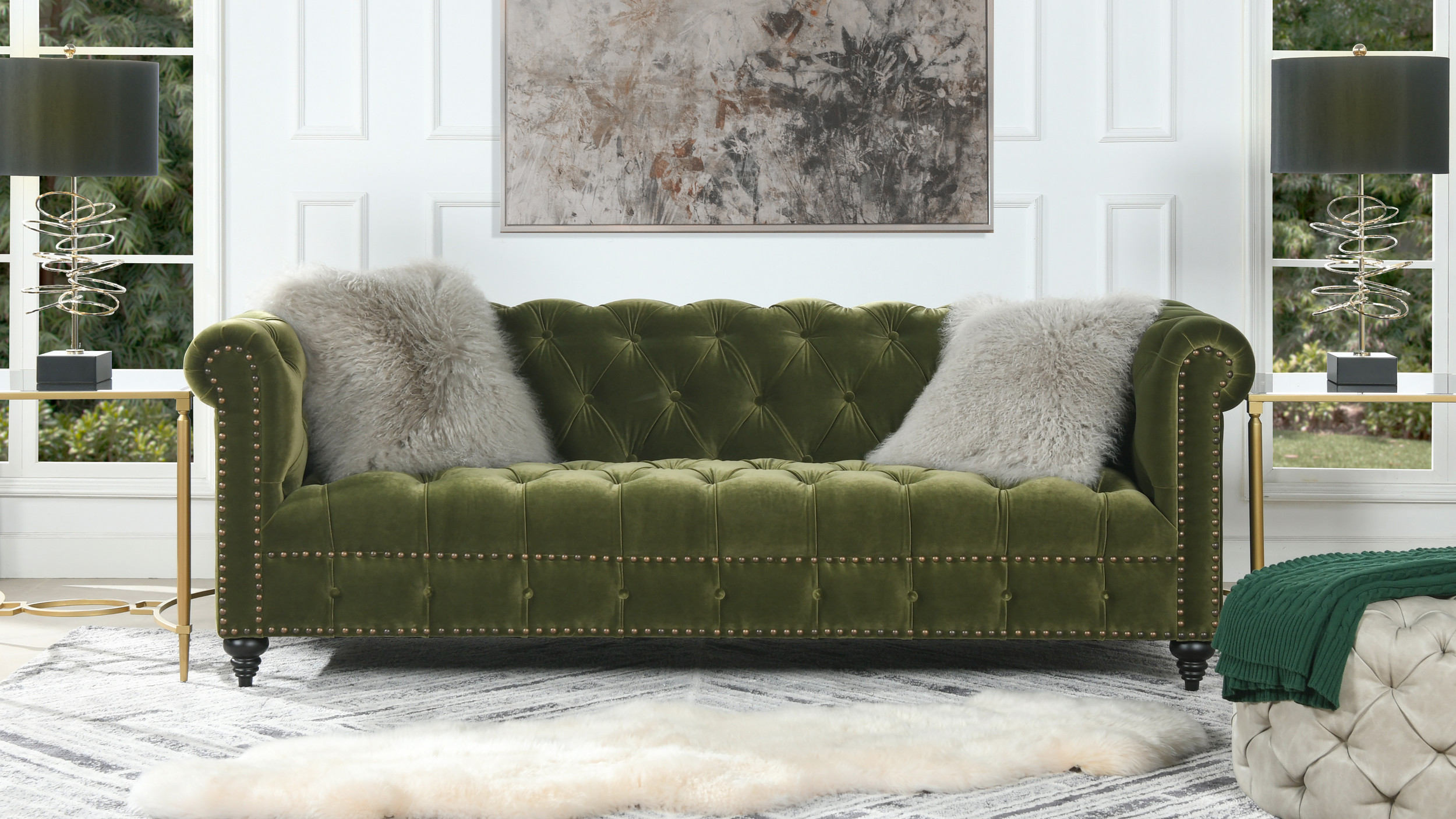 Olive chesterfield clearance sofa