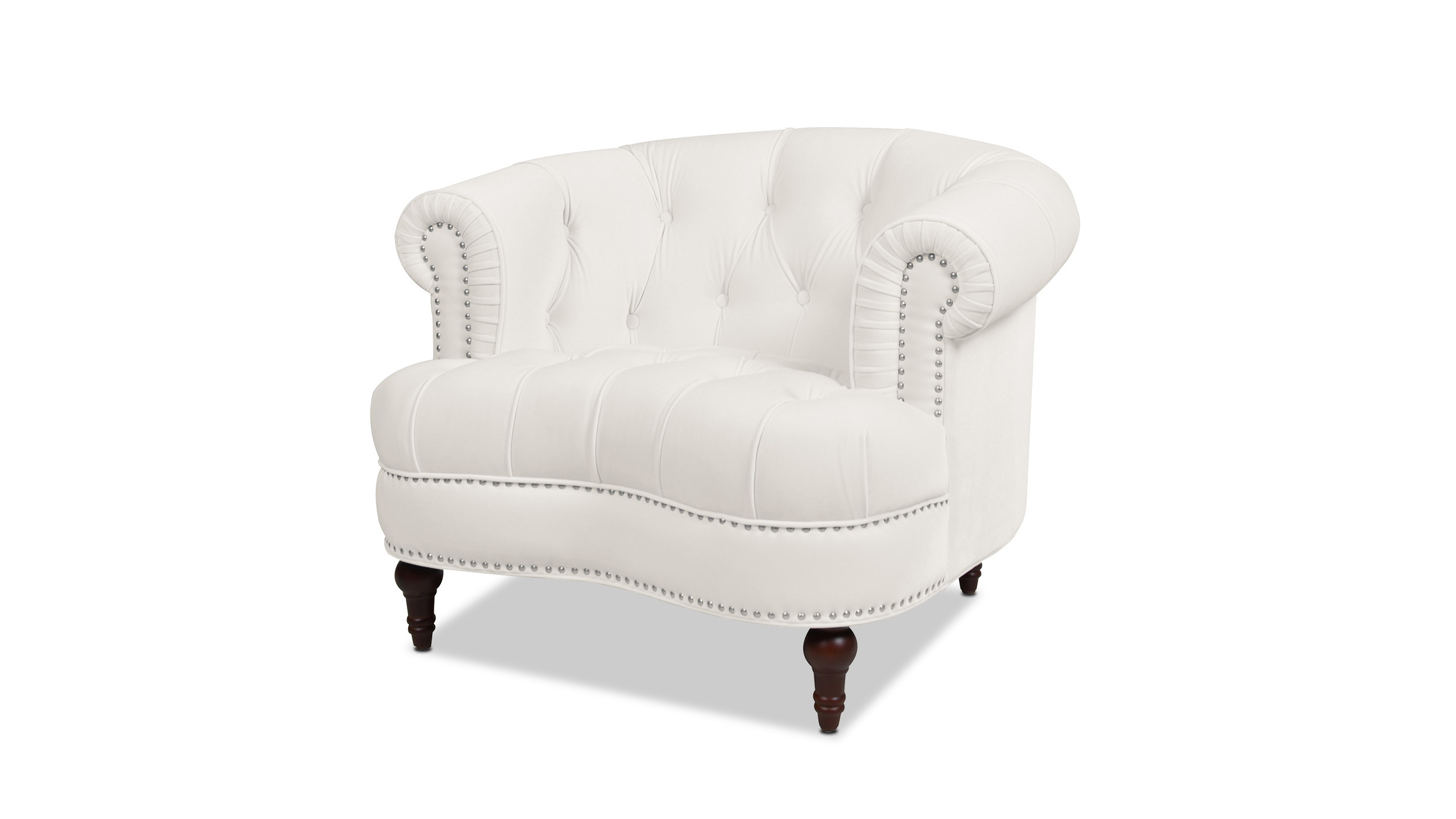 La Rosa Victorian Tufted Upholstered Accent Chair, Cloud White