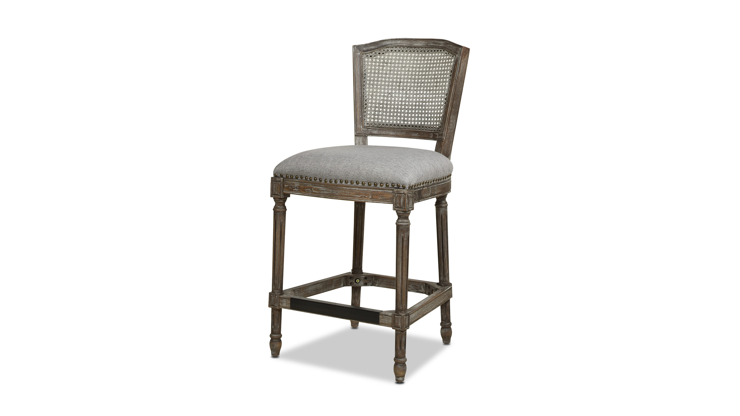 Triomphe Rattan Wicker High Back Armless Counter Height Bar Stool