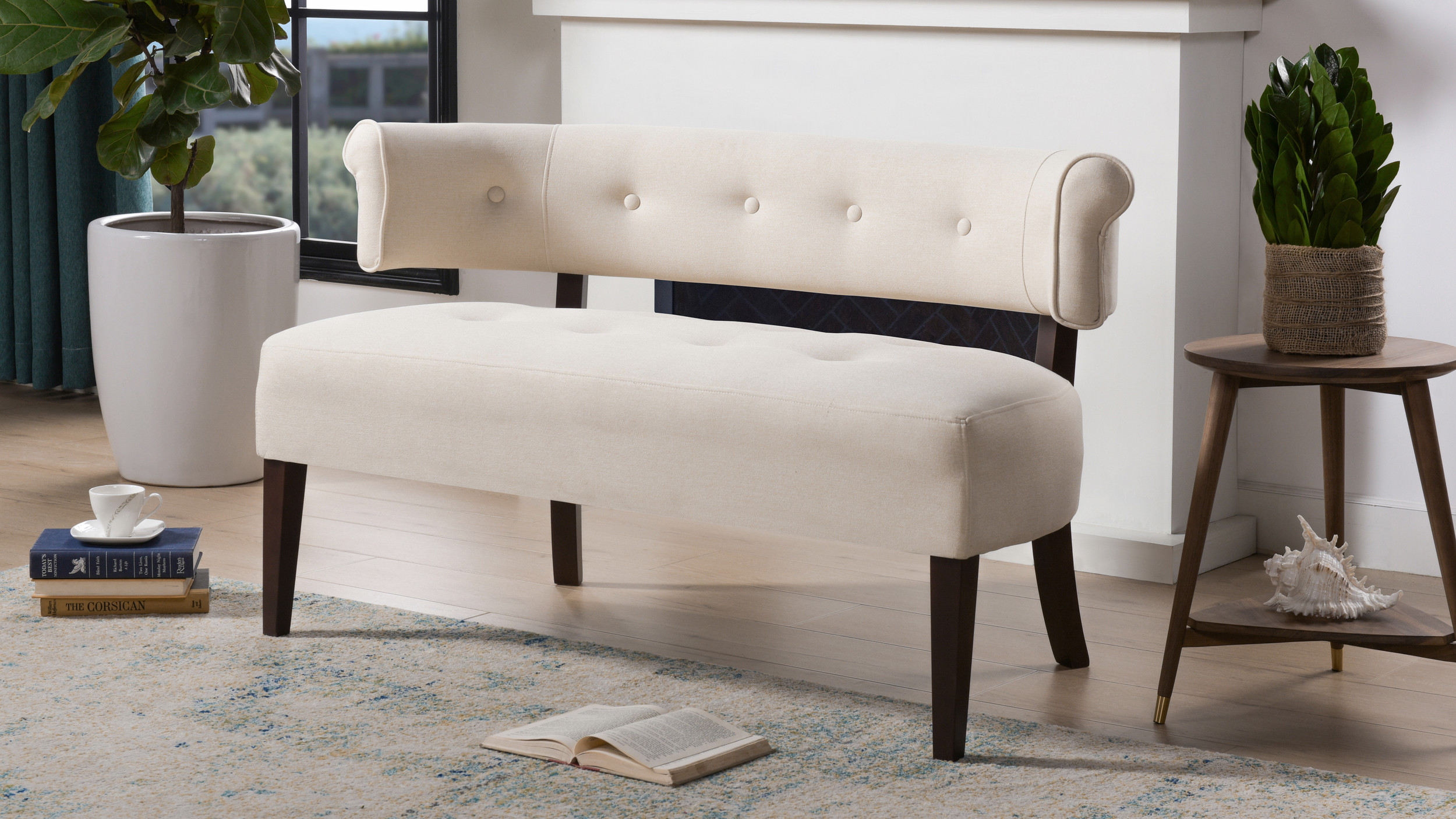 Jared Tufted Home Taylor Jennifer Sky Bench Neutral Beige - Settee