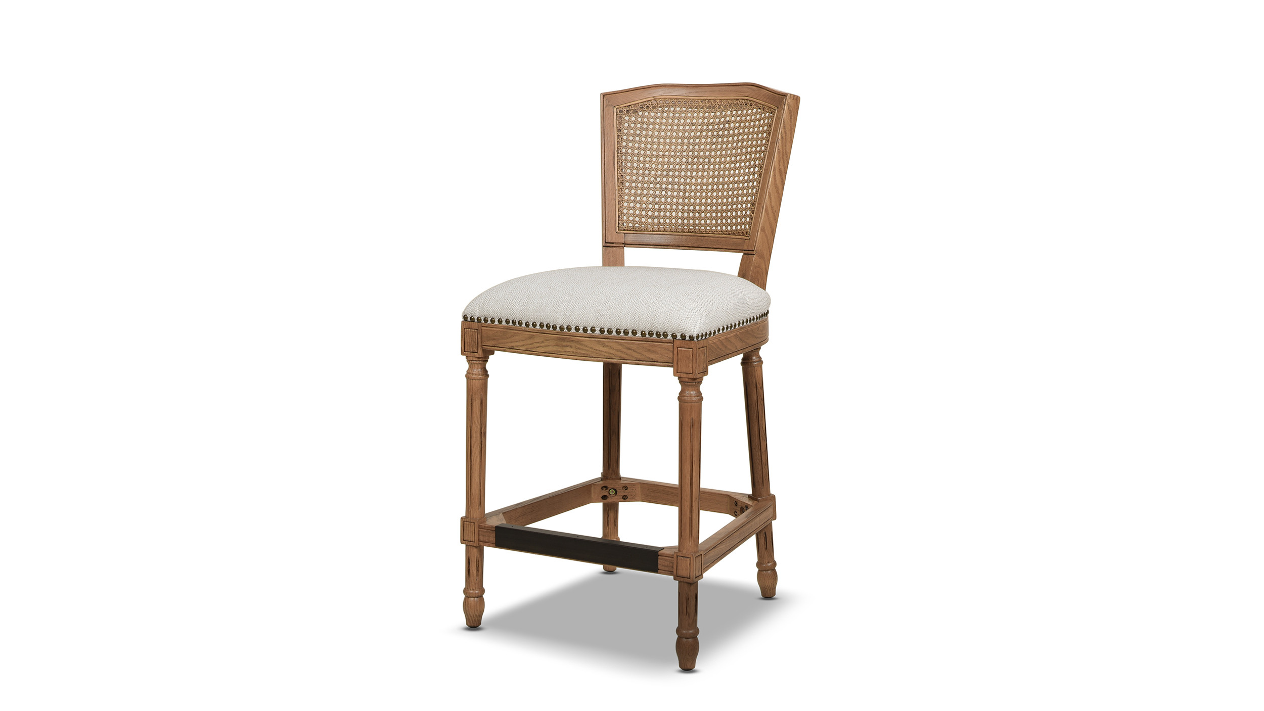 Triomphe Rattan Wicker High Back Armless Counter Height Bar Stool White Pepper