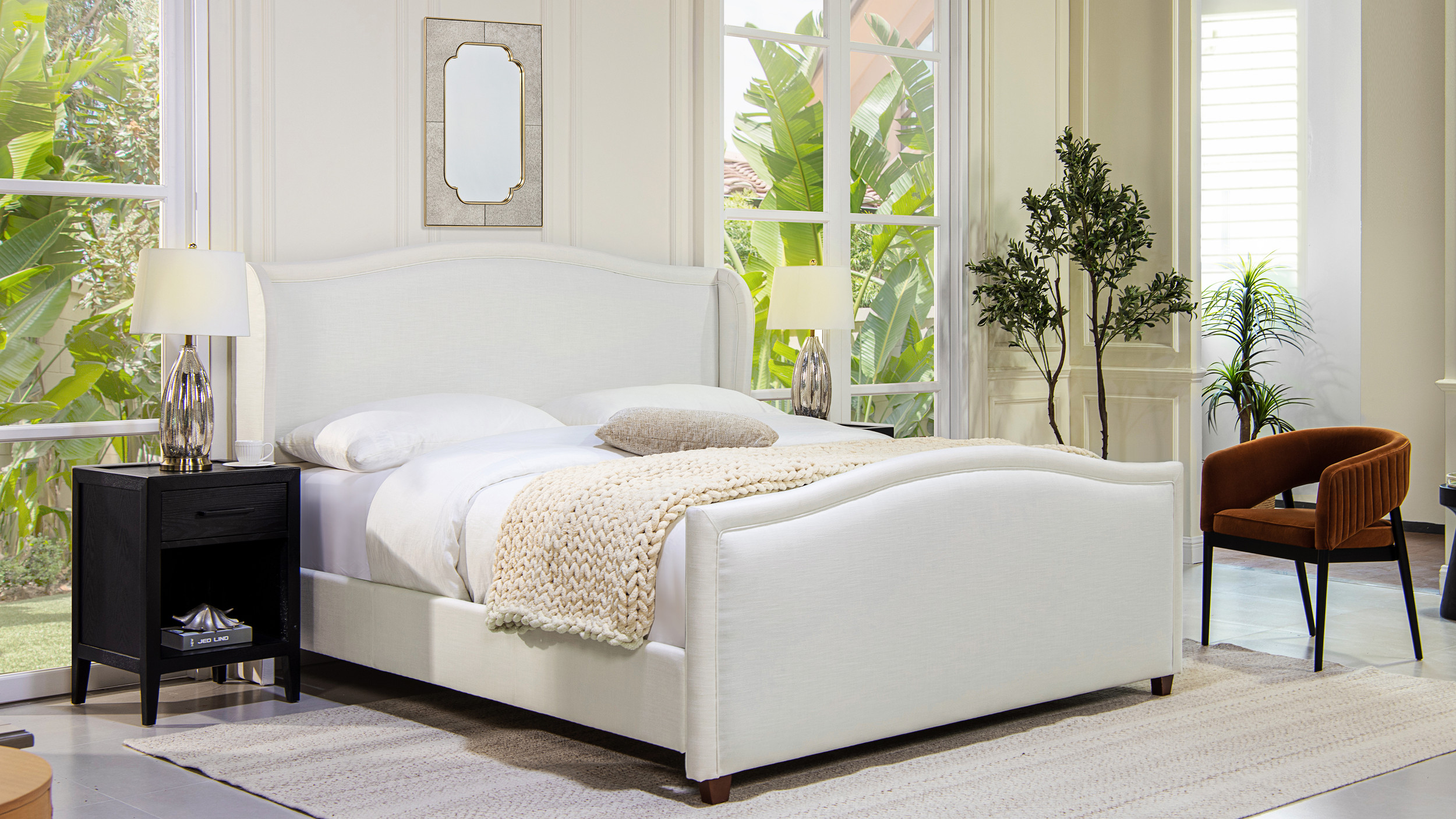 Sleigh Bed Frame | Alice Panel Fabric Bed Frame | Bedroomking