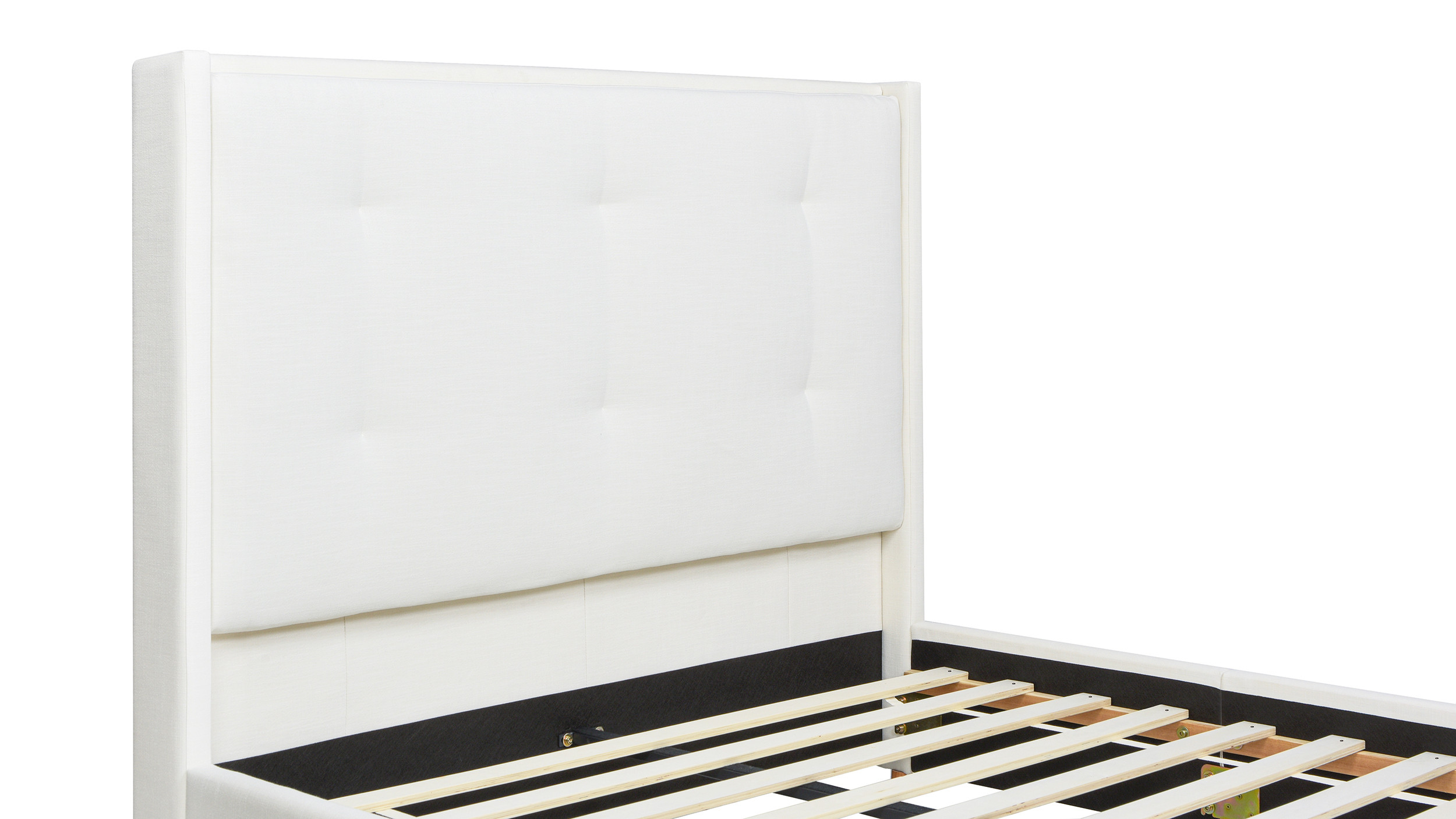 Jennifer Taylor Home Miramar Queen Cushion-Back Headboard Bed Frame Platform, Antique White Polyester